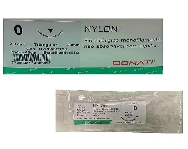 Fio de sutura de nylon n°3 (25 e 30mm) DONATI