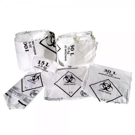 Saco p/ lixo infectante branco 15l e 50l MEDIX